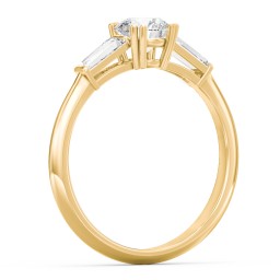 3 Stone Engagement Ring with Tapered Baguettes in 9K Solid Yellow Gold