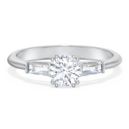 3 Stone Engagement Ring with Tapered Baguettes
