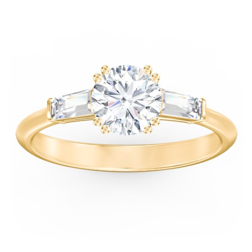 3 Stone Engagement Ring with Tapered Baguettes