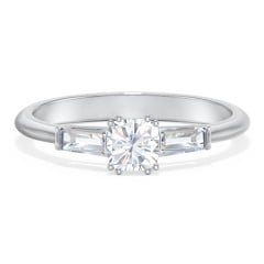 3 Stone Engagement Ring with Tapered Baguettes
