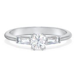 3 Stone Engagement Ring with Tapered Baguettes