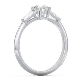 3 Stone Engagement Ring with Tapered Baguettes