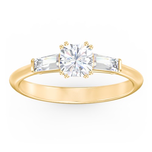 3 Stone Engagement Ring with Tapered Baguettes