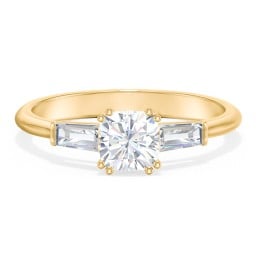 3 Stone Engagement Ring with Tapered Baguettes