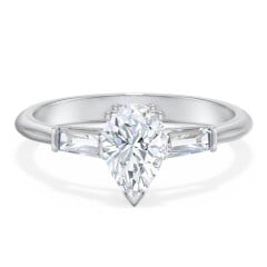 3 Stone Engagement Ring with Tapered Baguettes
