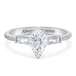 3 Stone Engagement Ring with Tapered Baguettes