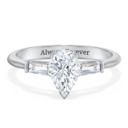 3 Stone Engagement Ring with Tapered Baguettes