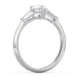 3 Stone Engagement Ring with Tapered Baguettes