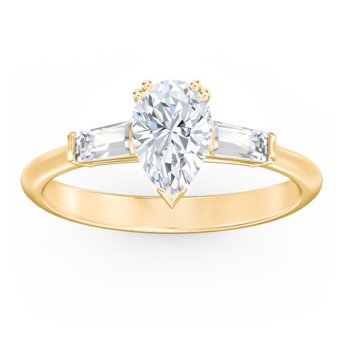3 Stone Engagement Ring with Tapered Baguettes