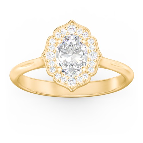 Lotus Halo Diamond Engagement Ring