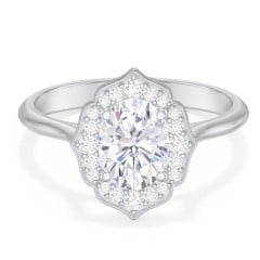 Lotus Halo Diamond Engagement Ring