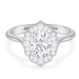 Lotus Halo Diamond Engagement Ring