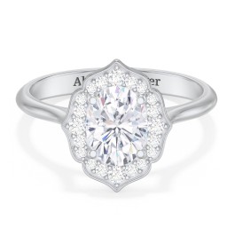 Lotus Halo Diamond Engagement Ring