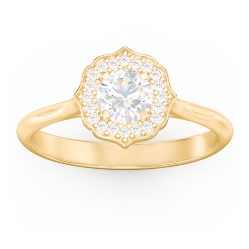 Lotus Halo Diamond Engagement Ring
