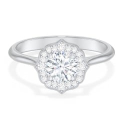 Lotus Halo Diamond Engagement Ring