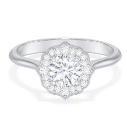 Lotus Halo Diamond Engagement Ring