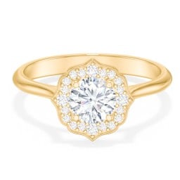 Lotus Halo Diamond Engagement Ring