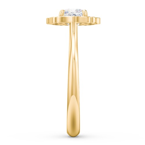 Lotus Halo Diamond Engagement Ring