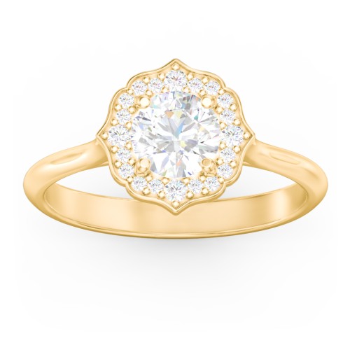 Lotus Halo Diamond Engagement Ring