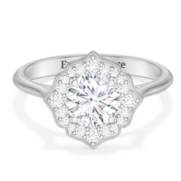 Lotus Halo Diamond Engagement Ring