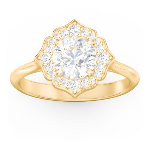 Lotus Halo Diamond Engagement Ring