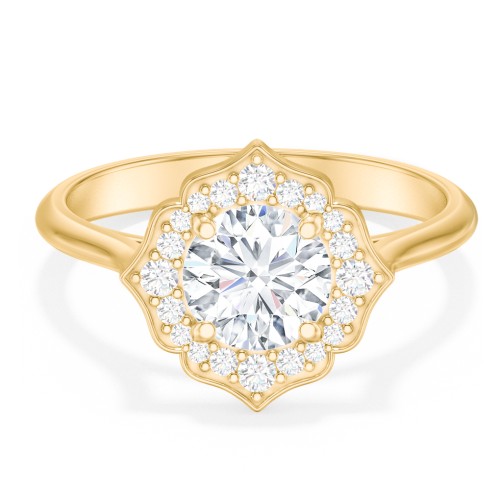 Lotus Halo Diamond Engagement Ring