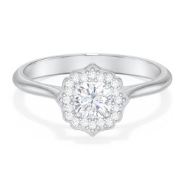 Lotus Halo Diamond Engagement Ring
