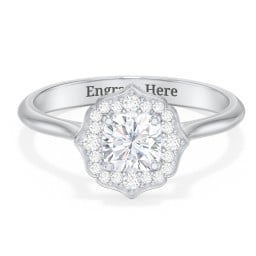 Lotus Halo Diamond Engagement Ring