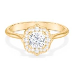 Lotus Halo Diamond Engagement Ring