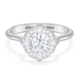 Lotus Halo Diamond Engagement Ring