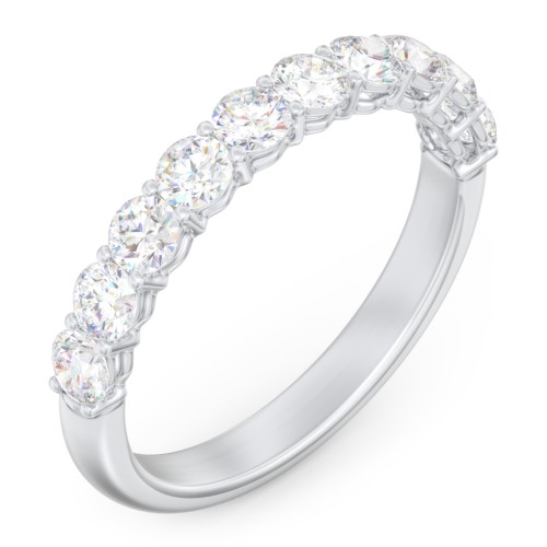 Classic Shared Prong Half Eternity Wedding Band - 1 ct. tw. – 14K White Gold with Lab Diamonds