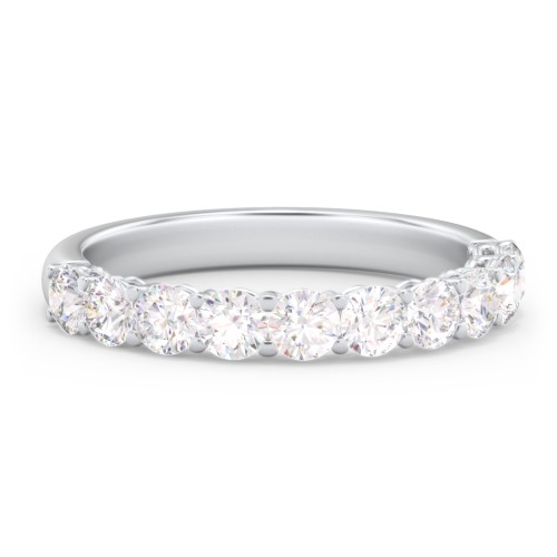 Classic Shared Prong Half Eternity Wedding Band - 1 ct. tw. – 14K White Gold with Lab Diamonds