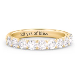 Classic Shared Prong Half Eternity Wedding Band - 1 ct. tw. in 9K Solid Yellow Gold with Lab Diamonds