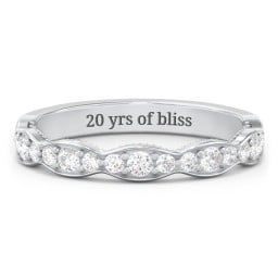 Scalloped Multi-Stone Half Eternity Wedding Band