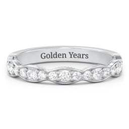 Scalloped Multi-Stone Half Eternity Wedding Band