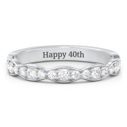 Scalloped Multi-Stone Half Eternity Wedding Band