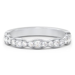 Scalloped Multi-Stone Half Eternity Wedding Band