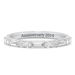 Baguette & Round Stone Half Eternity Wedding Band - 1/2 ct. tw.
