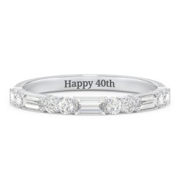 Baguette & Round Stone Half Eternity Wedding Band - 1/2 ct. tw.