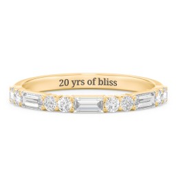 Baguette & Round Stone Half Eternity Wedding Band - 1/2 ct. tw. in 9K Solid Yellow Gold with Lab Diamond