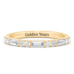Baguette & Round Stone Half Eternity Wedding Band - 1/2 ct. tw. in 9K Solid Yellow Gold with Lab Diamond