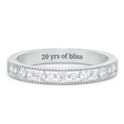 Milgrain Half Eternity Wedding Band with Diamond Accents