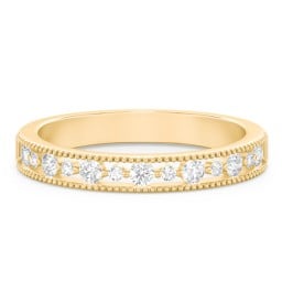 Milgrain Half Eternity Wedding Band with Diamond Accents