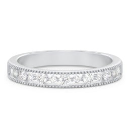 Milgrain Half Eternity Wedding Band with Diamond Accents