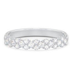 Modern Multi-Stone Half Eternity Wedding Band – 14K White Gold with Lab Diamond