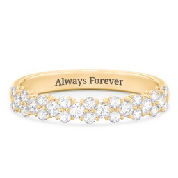 Modern Multi-Stone Half Eternity Wedding Band in 9K Solid Yellow Gold with Diamond