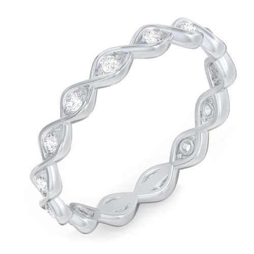 Intertwined Infinity Eternity Band with Accent Stones – 9kt White Gold with Lab Diamond