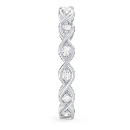 Intertwined Infinity Eternity Band with Accent Stones – 9kt White Gold with Lab Diamond