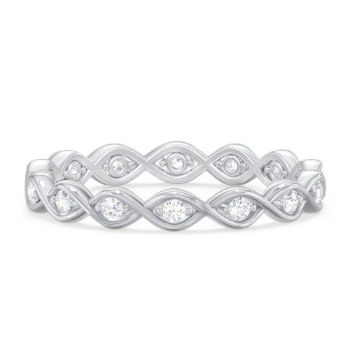Intertwined Infinity Eternity Band with Accent Stones – 9kt White Gold with Lab Diamond