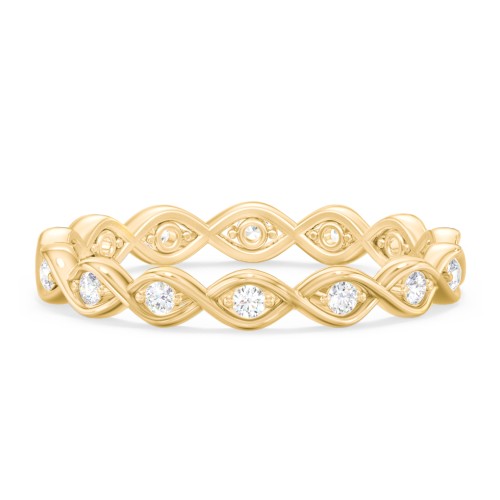 Intertwined Infinity Eternity Band with Accent Stones – 9kt Yellow Gold with Lab Diamond